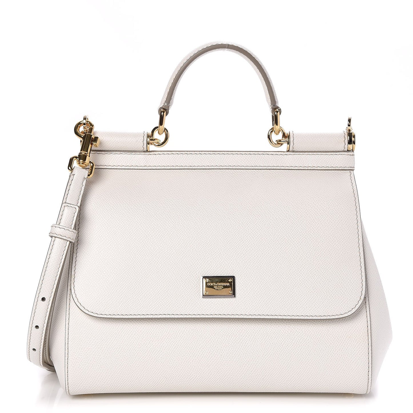 Dauphine Calfskin Medium Miss Sicily Satchel White