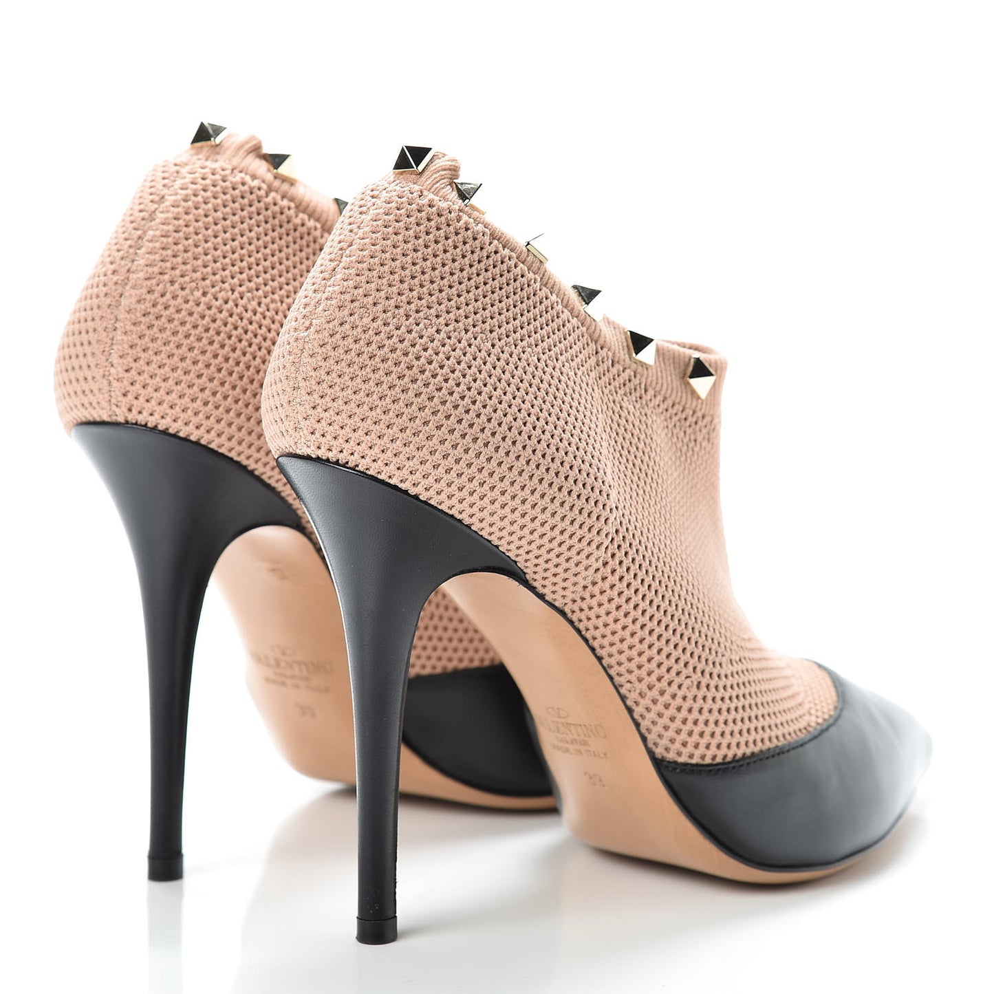 Nappa Knit Rockstud 105mm Sock Booties 39 Black