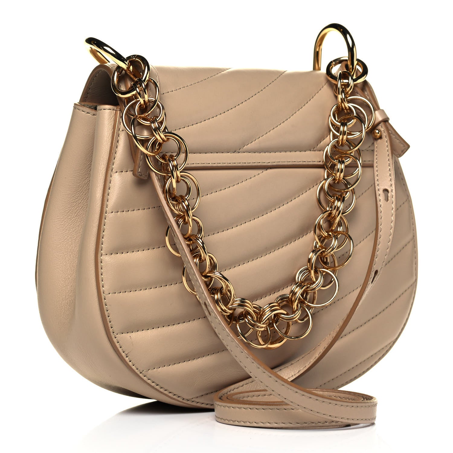 Chloe Calfskin Quilted Mini Drew Bijou Shoulder Bag Pearl Beige 2 of 8