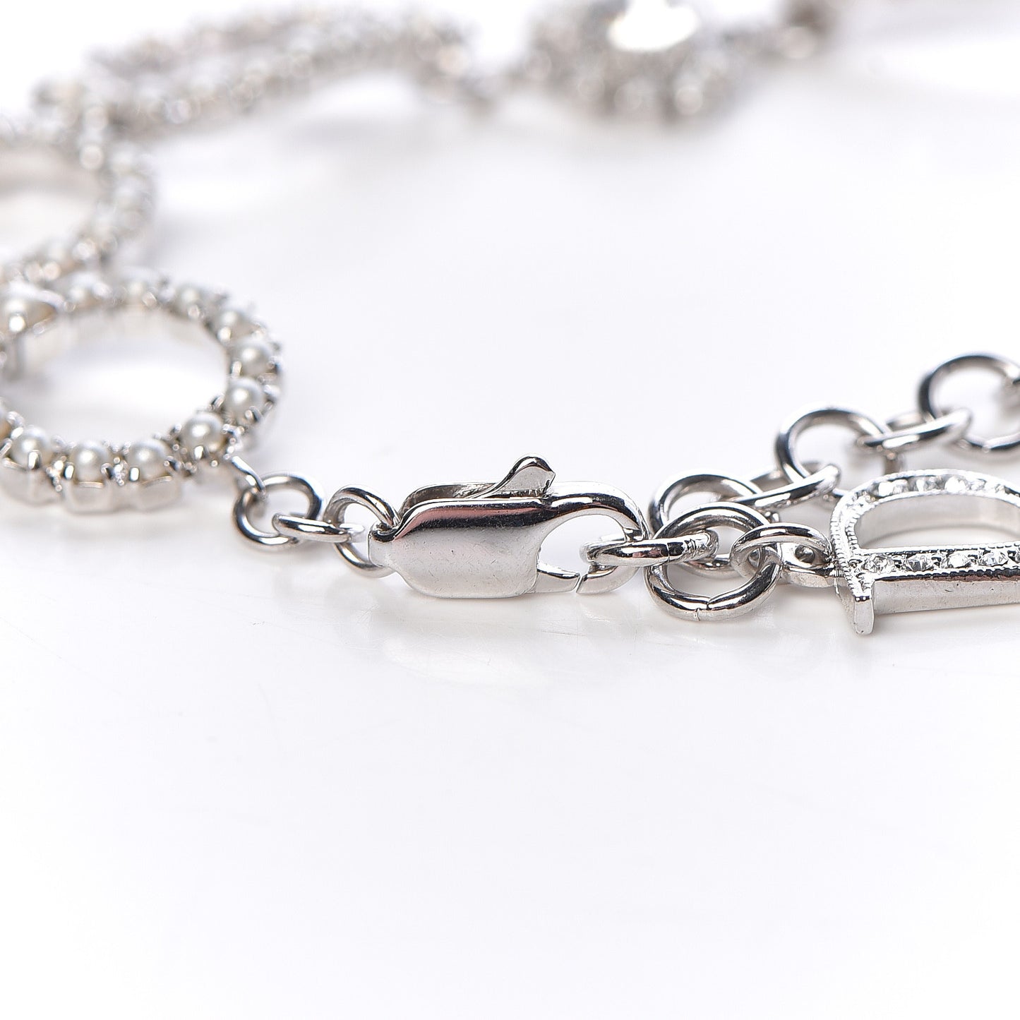 Crystal Pearl Studio Bracelet Silver Blanc