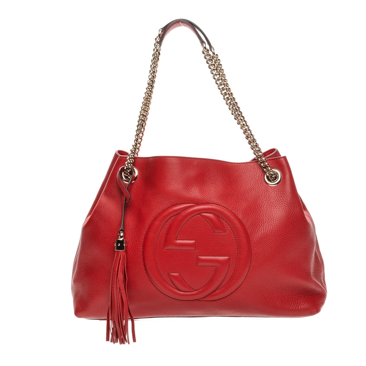Gucci Pebbled Calfskin Medium Soho Chain Shoulder Bag Tabasco Red 1 of 7