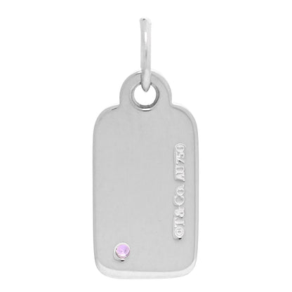 Tiffany 18K White Gold Amethyst Tag Charm Pendant 3 of 3