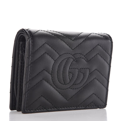 Gucci Calfskin Matelasse GG Marmont Card Case Wallet Black 3 of 9