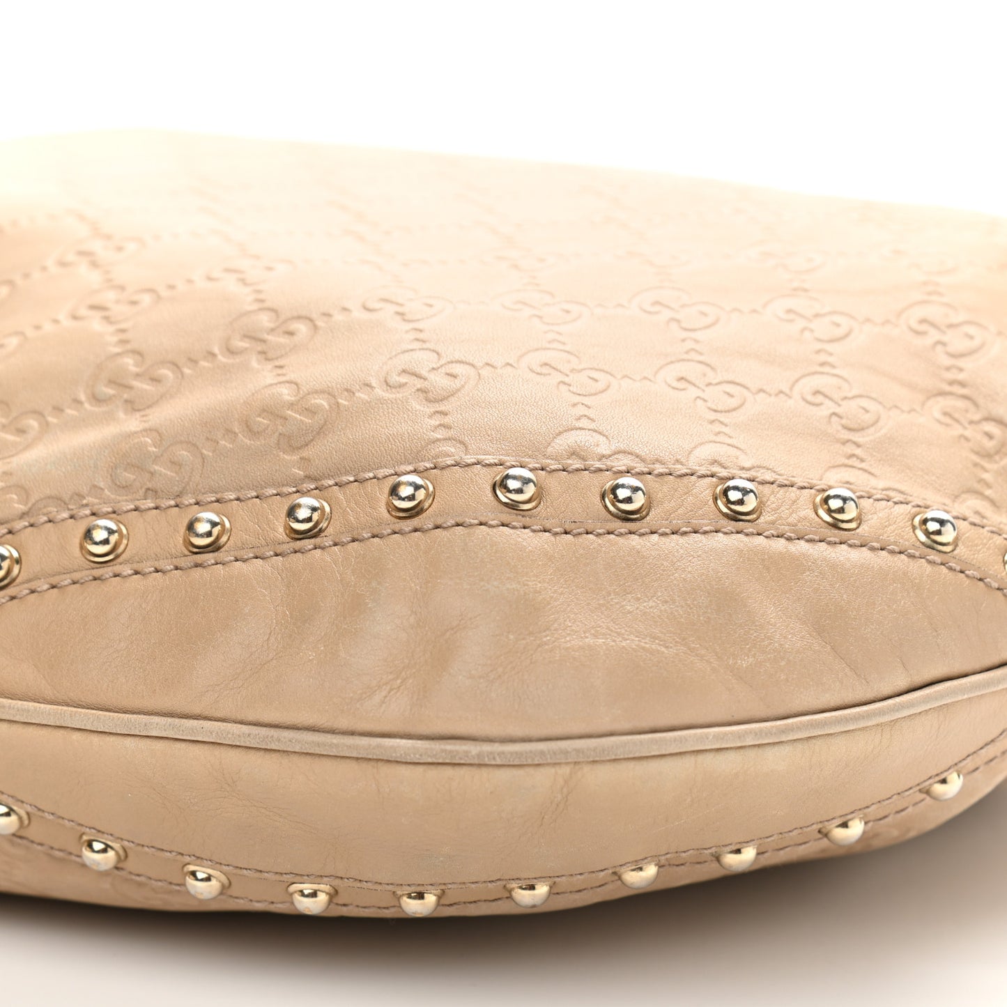 Guccissima Studded Pelham Shoulder Bag Beige
