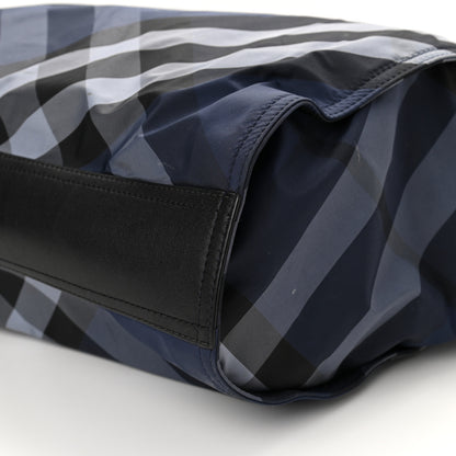 Burberry Nylon Check Small Buckleigh Packable Tote Navy Blue 8 of 9