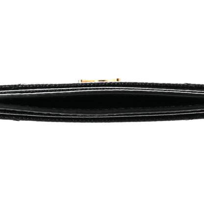 Saint Laurent Grain De Poudre Matelasse Chevron Monogram Credit Card Case Black 10 of 11