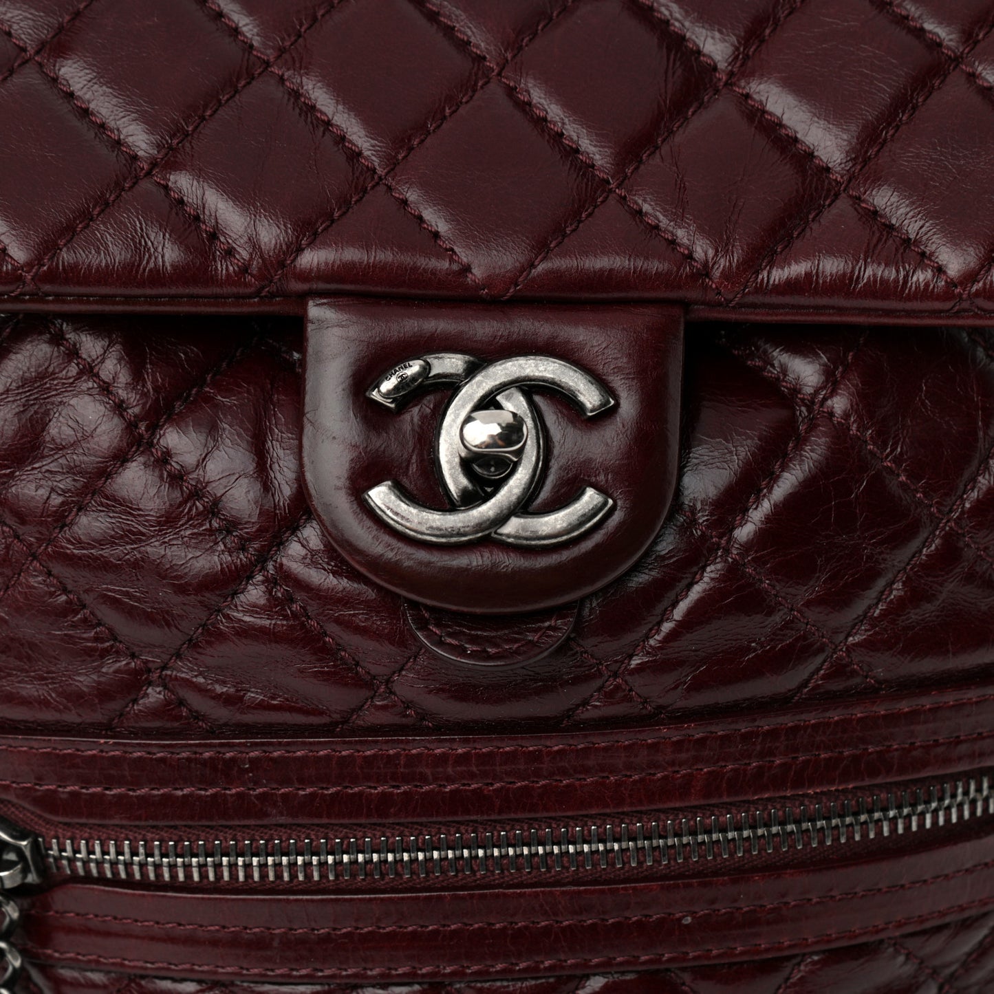 Glazed Calfskin Quilted Small Salzburg Backpack Burgundy