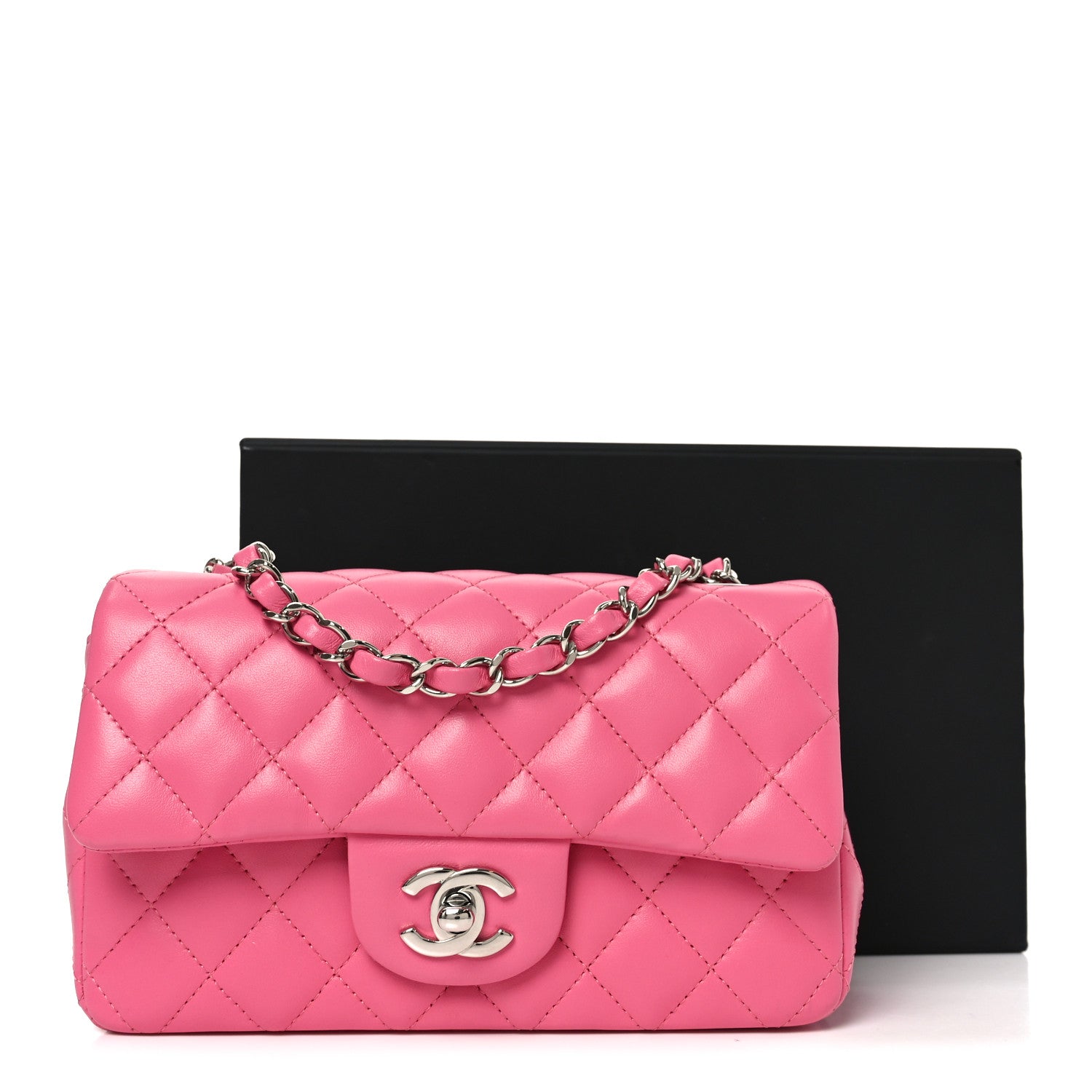 Chanel Lambskin Quilted Mini Rectangular Flap Pink 11 of 11
