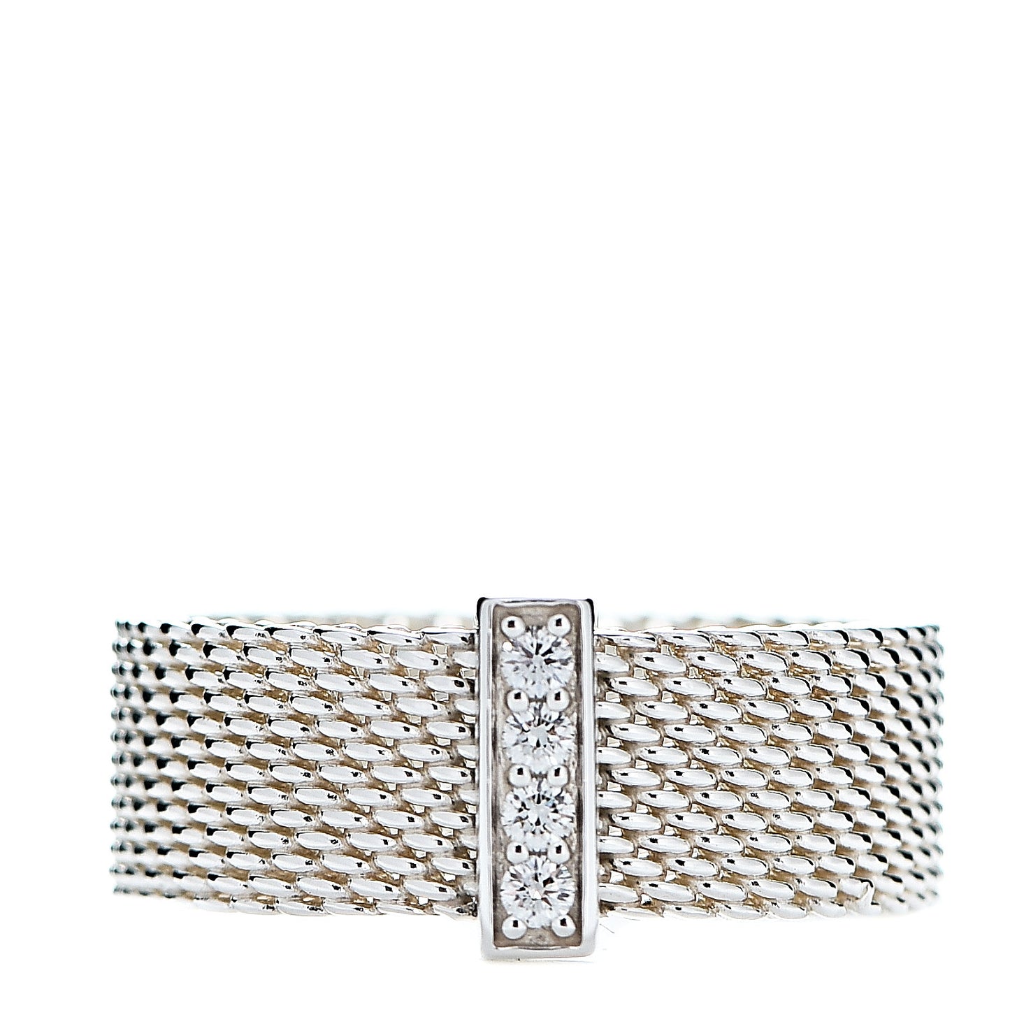 Sterling Silver Diamond Somerset Mesh Ring 51 5.75