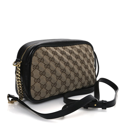 Gucci Monogram Matelasse Diagonal Small GG Marmont Chain Shoulder Bag Beige Black 4 of 21