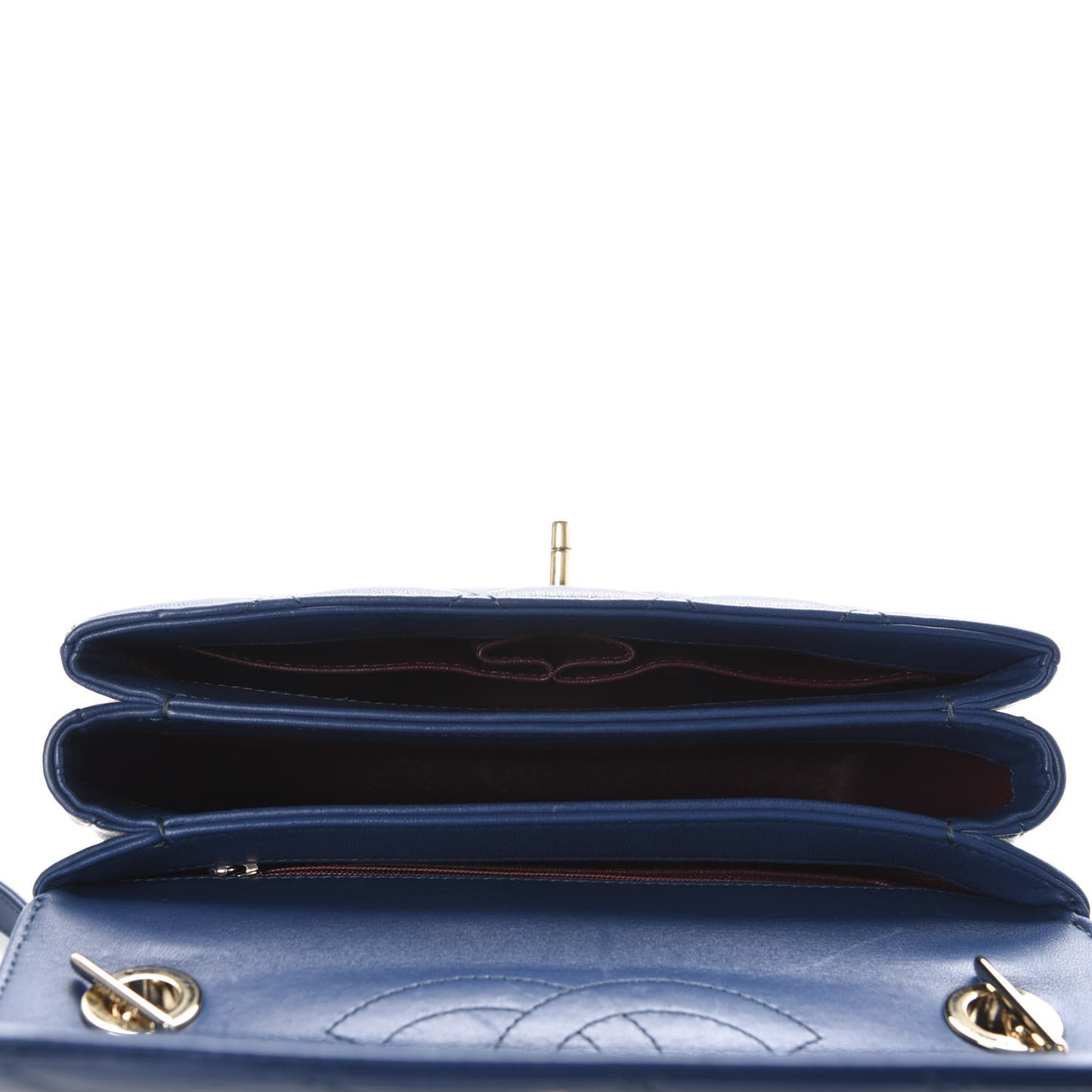 Lambskin Quilted Small Trendy CC Flap Dual Handle Bag Blue