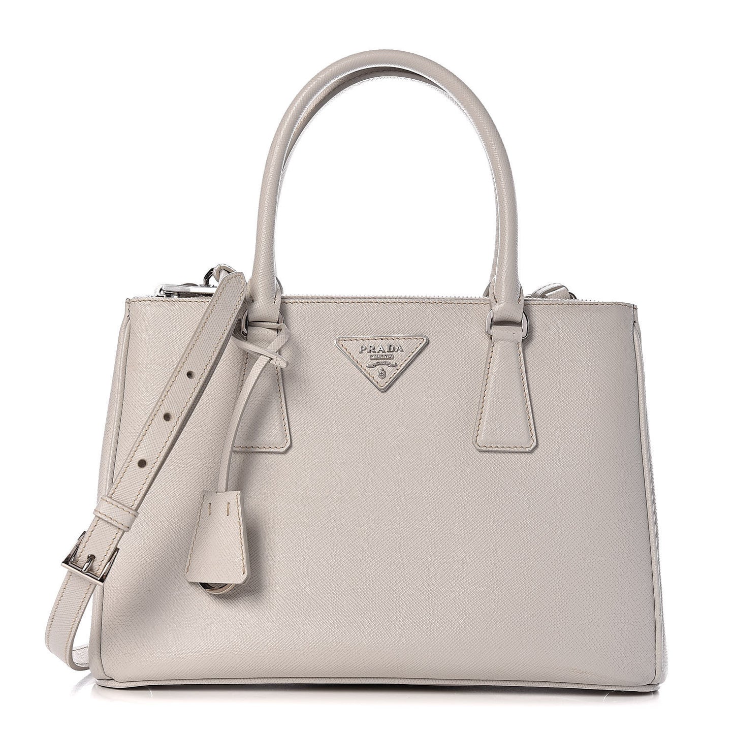 Saffiano Lux Small Double Zip Tote Talco