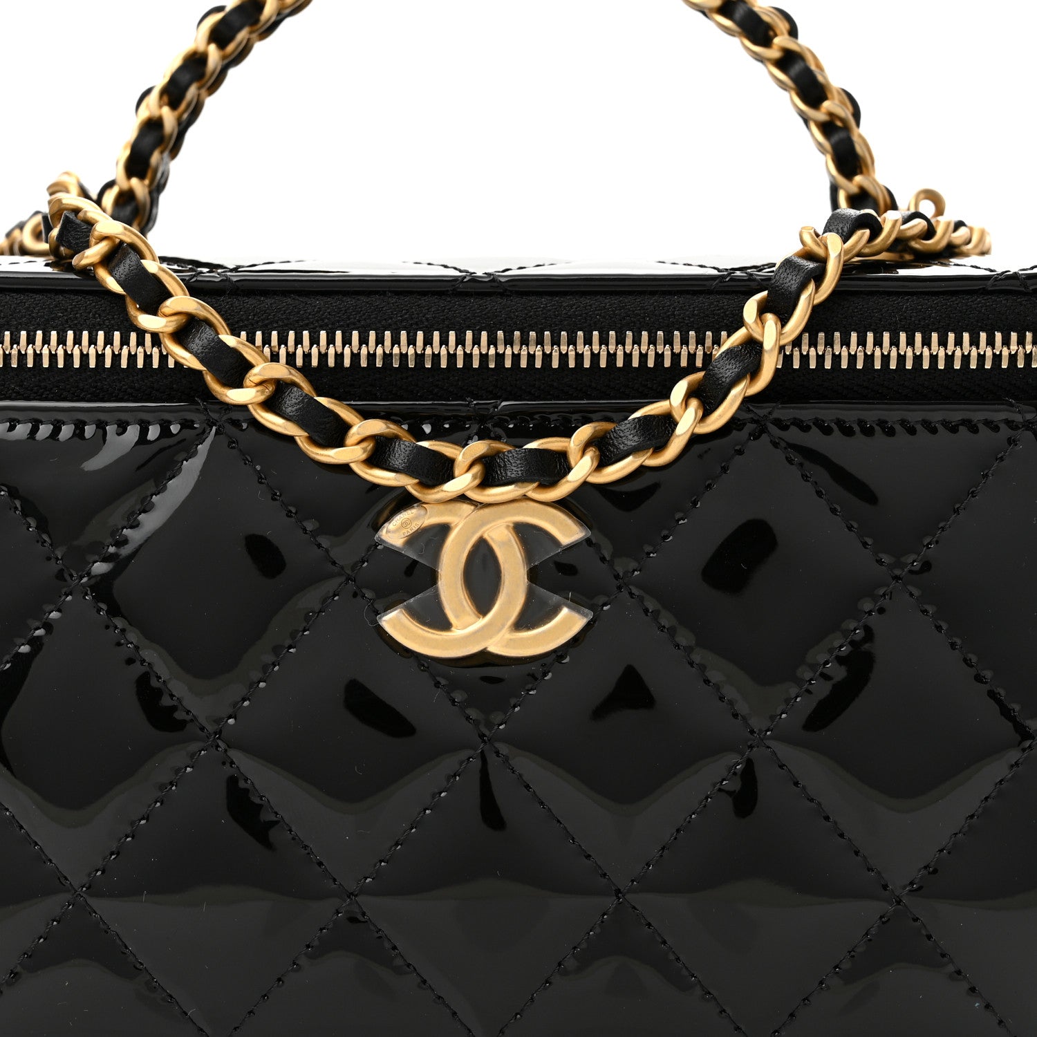 Chanel Patent Quilted Pick Me Up Vanity Case Black 8 of 11