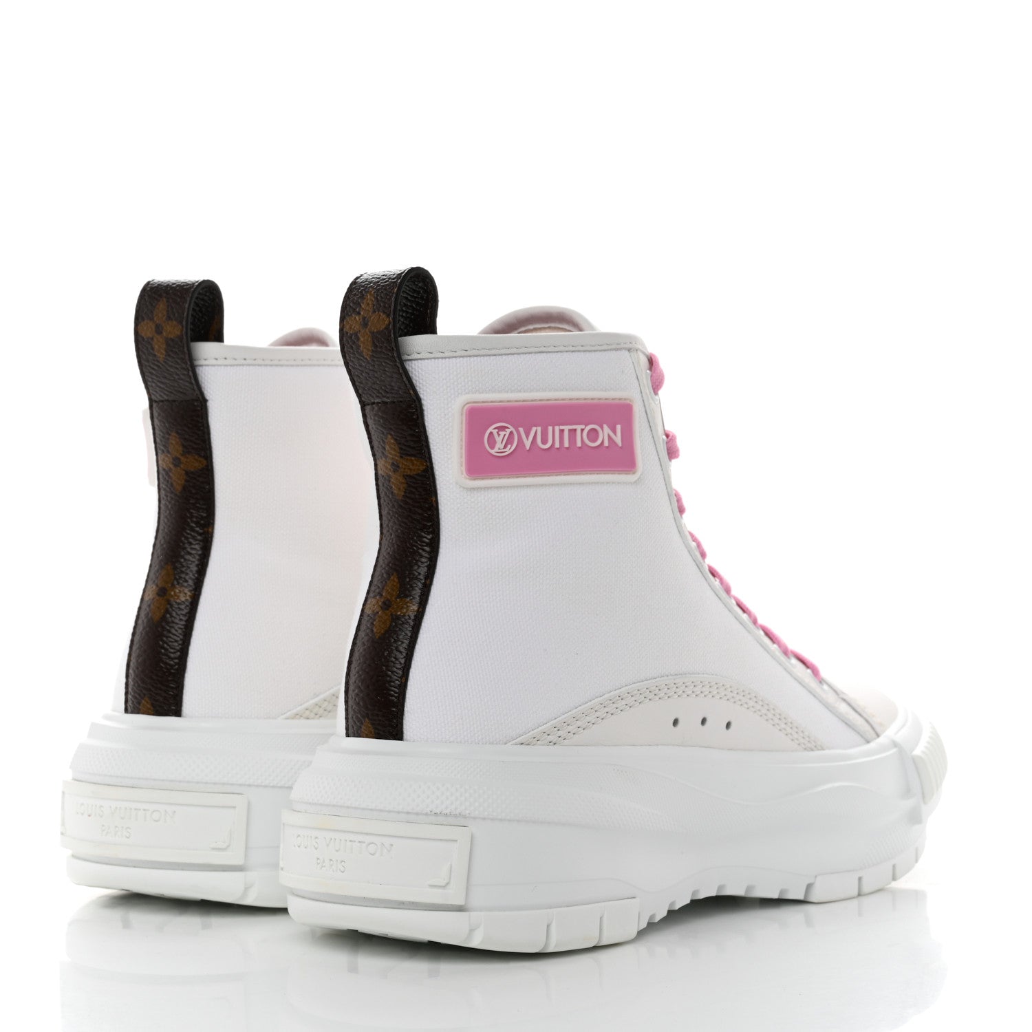 Louis Vuitton Canvas Monogram LV Squad Sneaker Boots 36.5 Pink White 4 of 9