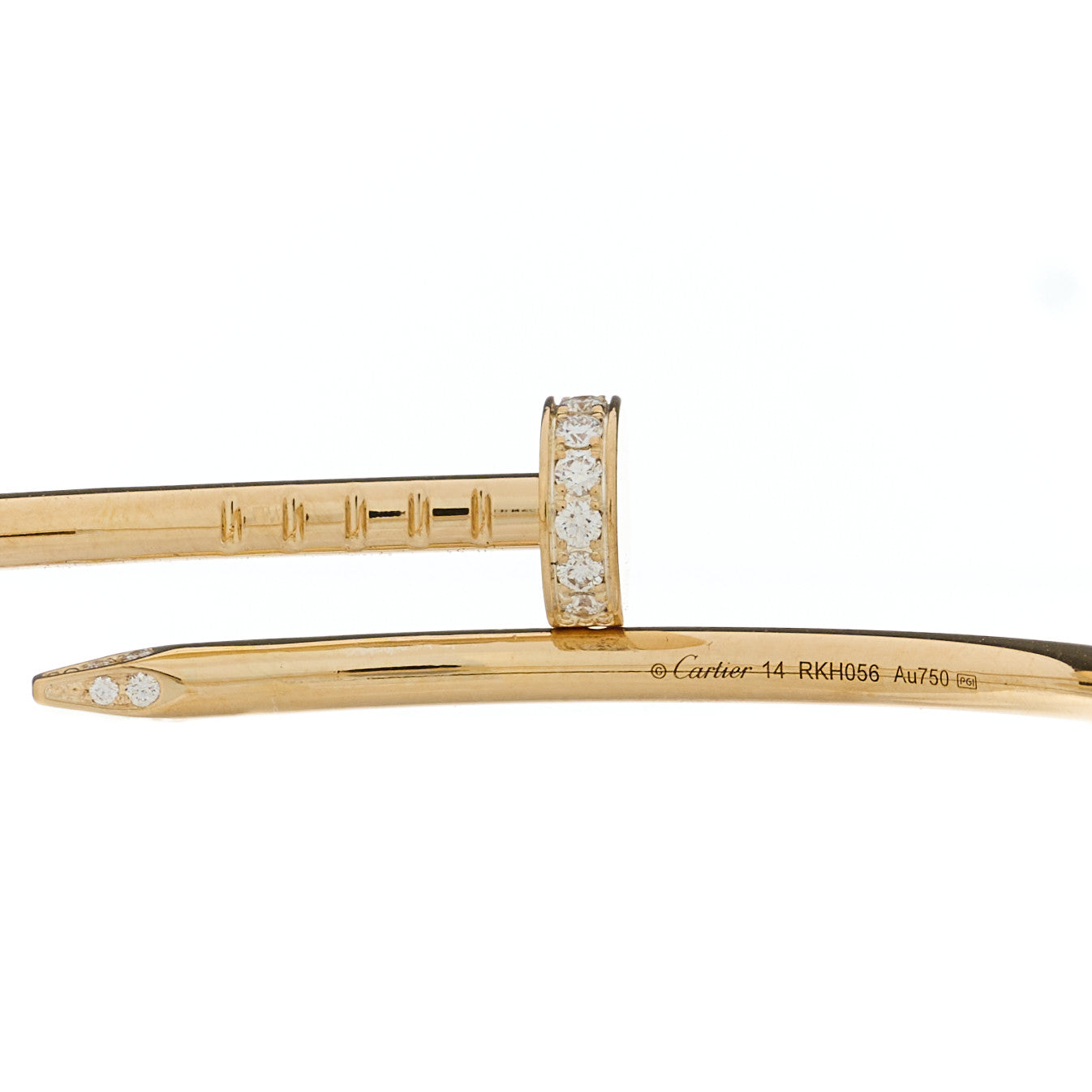 Cartier 18K Yellow Gold Diamond Small Juste Un Clou Bracelet 14 4 of 4