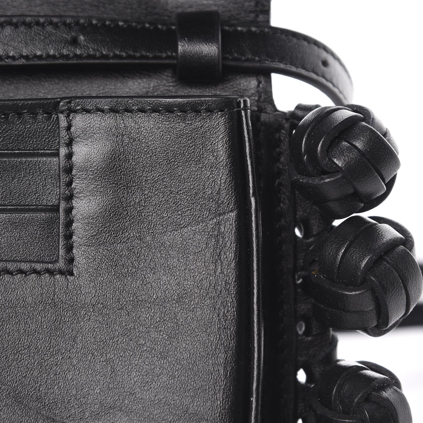 Calfskin Heel Knots Crossbody Bag Black
