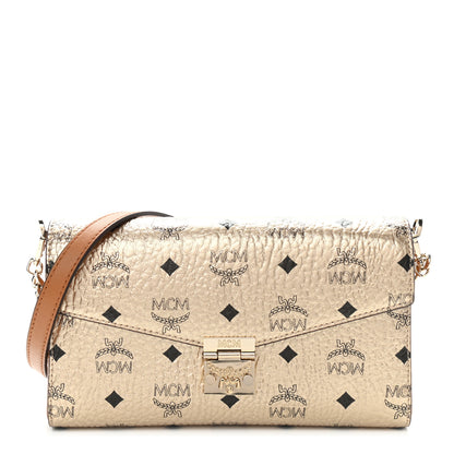 MCM Metallic Visetos Medium Millie Crossbody Bag Berlin Gold 1 of 10