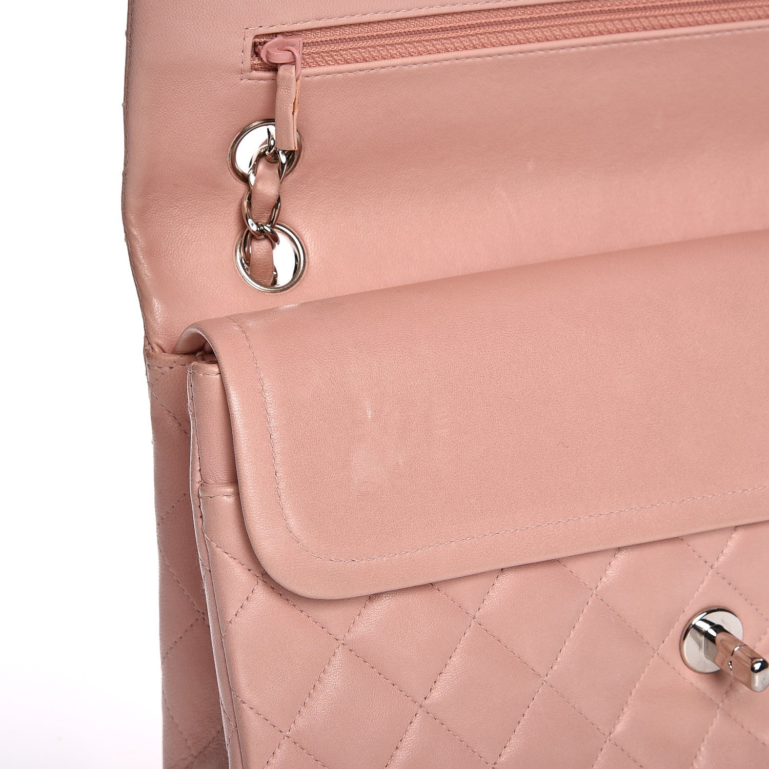Chanel Lambskin Quilted Medium Double Flap Light Pink 10 of 13