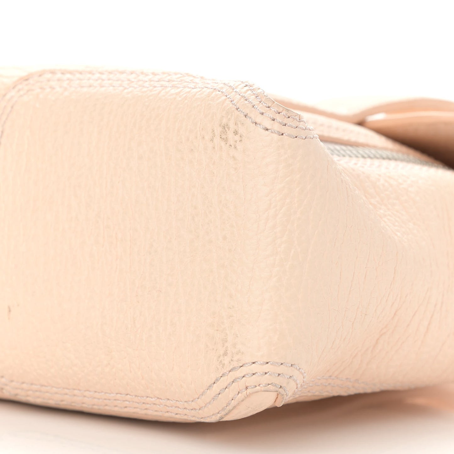 Textured Calfskin Mini Pashli Satchel White Peach