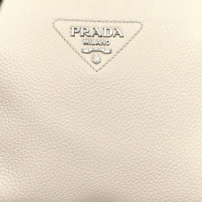 Prada Vitello Daino Soft Zippered Shoulder Bag White 8 of 8