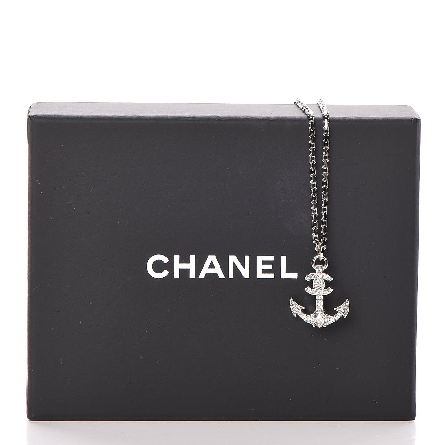 Crystal Anchor CC Pendant Necklace Silver