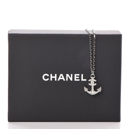 Chanel Crystal Anchor CC Pendant Necklace Silver 6 of 6