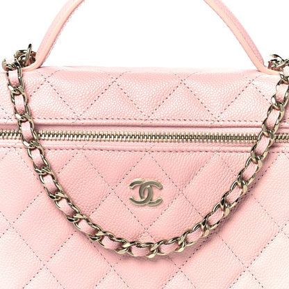 Chanel Caviar Quilted Top Handle Slim Vanity With Chain Light Pink 8 of 11