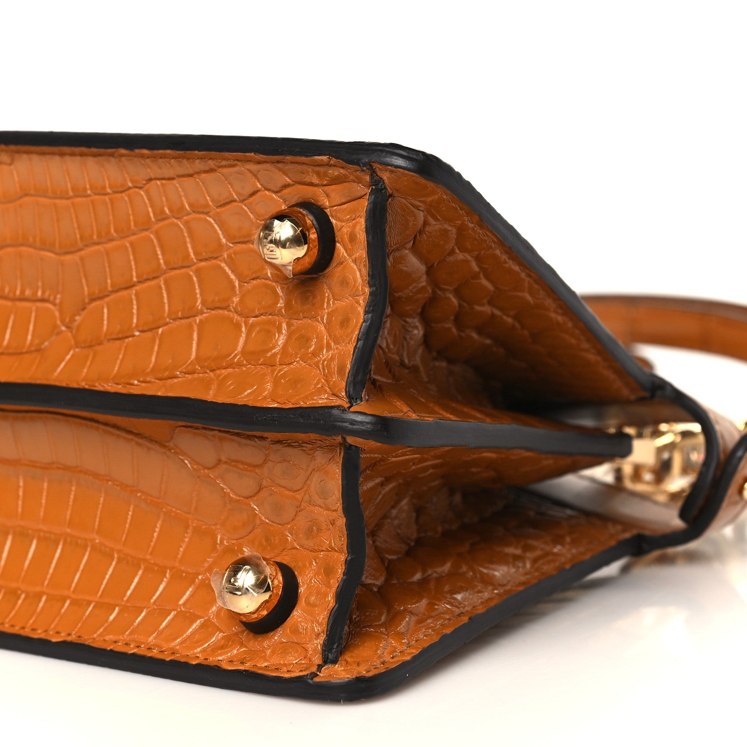 Fendi Shiny Crocodile Nappa Crystal Petite Peekaboo I SEE U Satchel Caramello 9 of 9