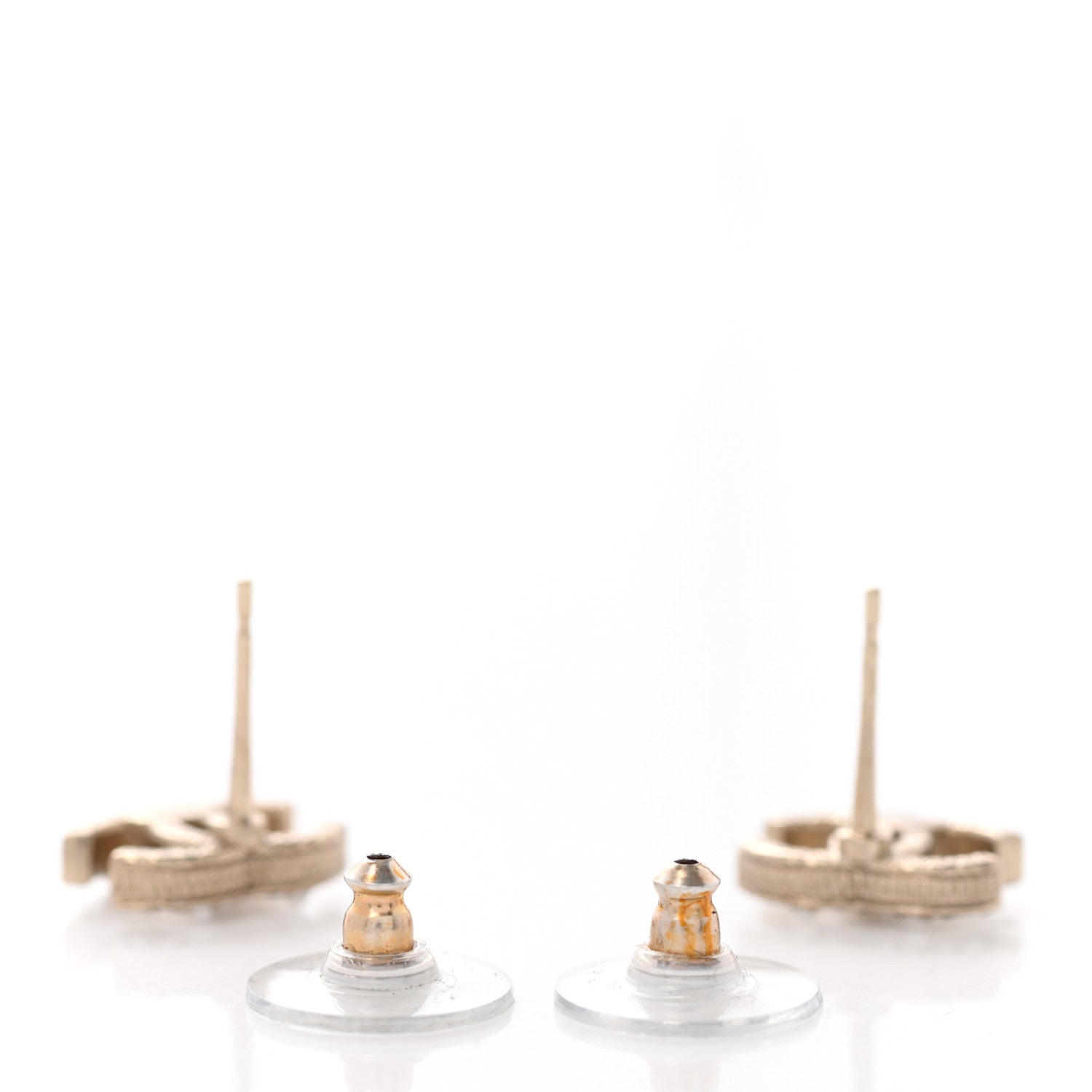 Chanel Pearl Crystal CC Charms Stud Earrings Light Gold 3 of 4