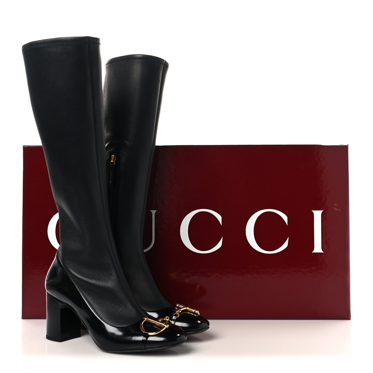 Gucci Nappa Stretch Brixton Horsebit Knee High Boots 39.5 Black 7 of 7