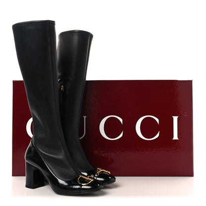 Gucci Nappa Stretch Brixton Horsebit Knee High Boots 39.5 Black 7 of 7