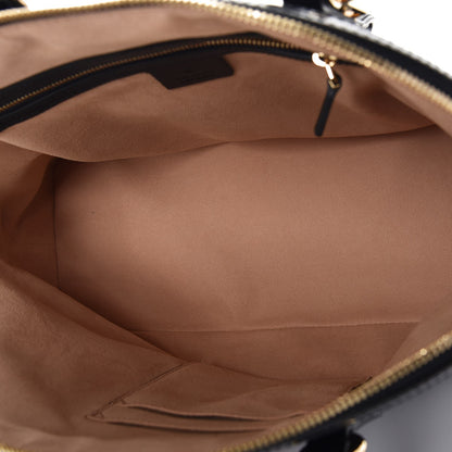 Gucci Suede Patent GG Web Medium Ophidia Top Handle Dome Bag Black 5 of 7
