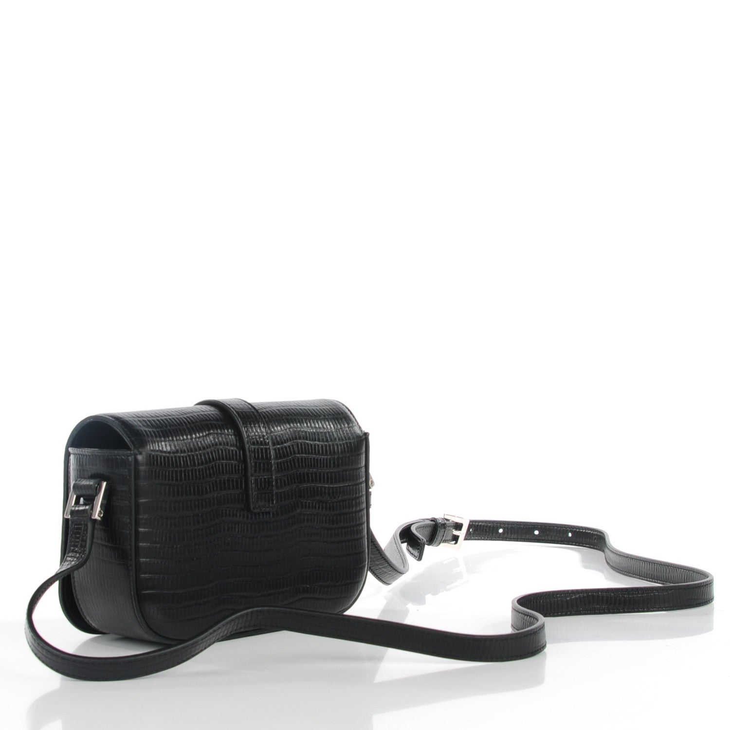Saint Laurent Lizard Calfskin Embossed Small Classic Monogram Universite Bag Black 3 of 8