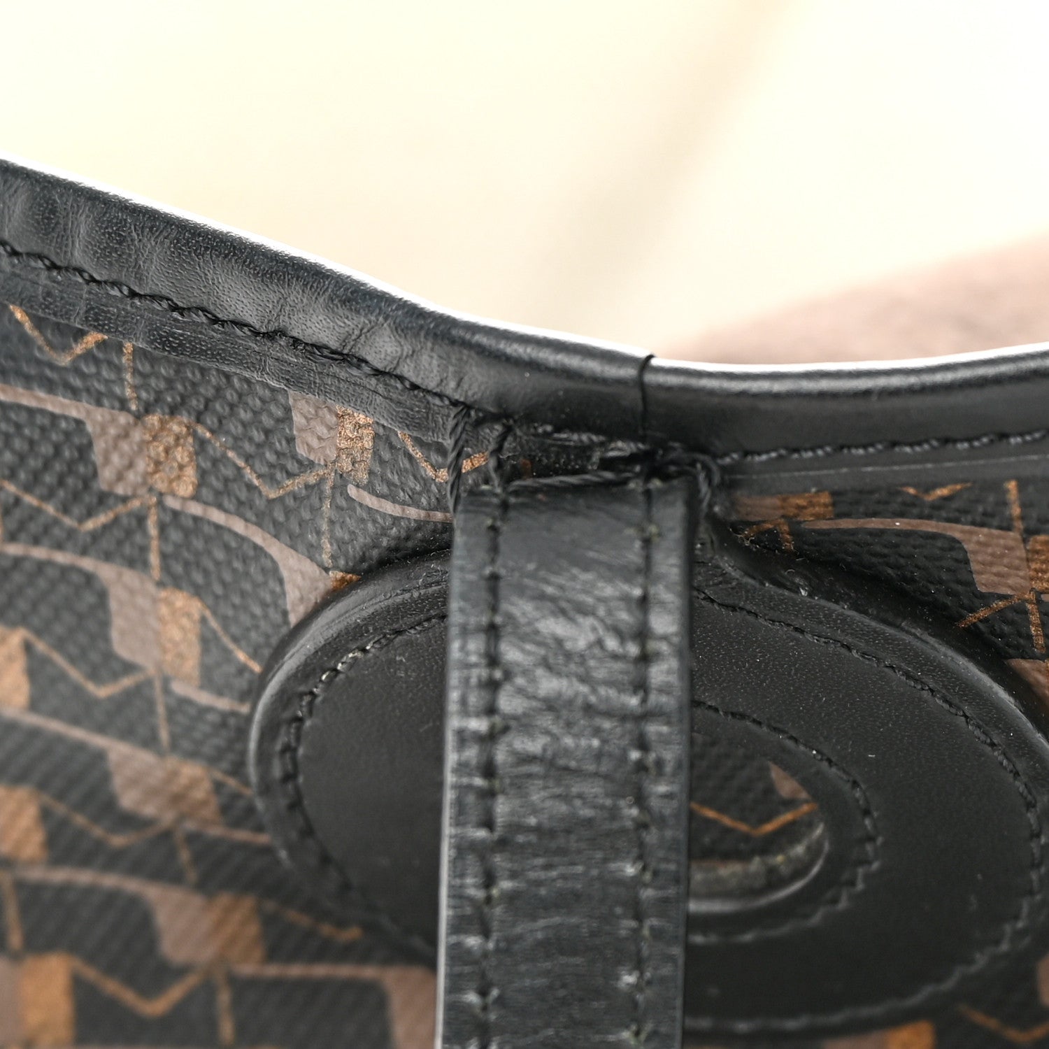 Moynat Grained Calfskin Canvas 1920 Oh! Tote Ruban MM Carbon Bronze 16 of 17