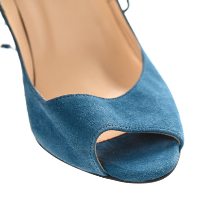 Christian Louboutin Suede Megavamp 100 Lace Up Pumps 37 Espadon 10 of 11