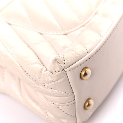 Chanel Aged Calfskin Chevron Quilted Mini Coco Handle Flap Ivory 9 of 21