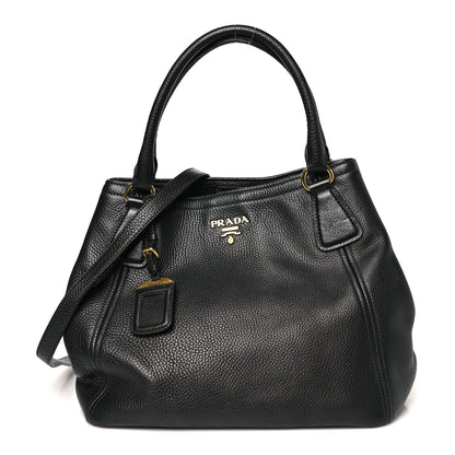 Prada Vitello Daino Tote Black 1 of 9