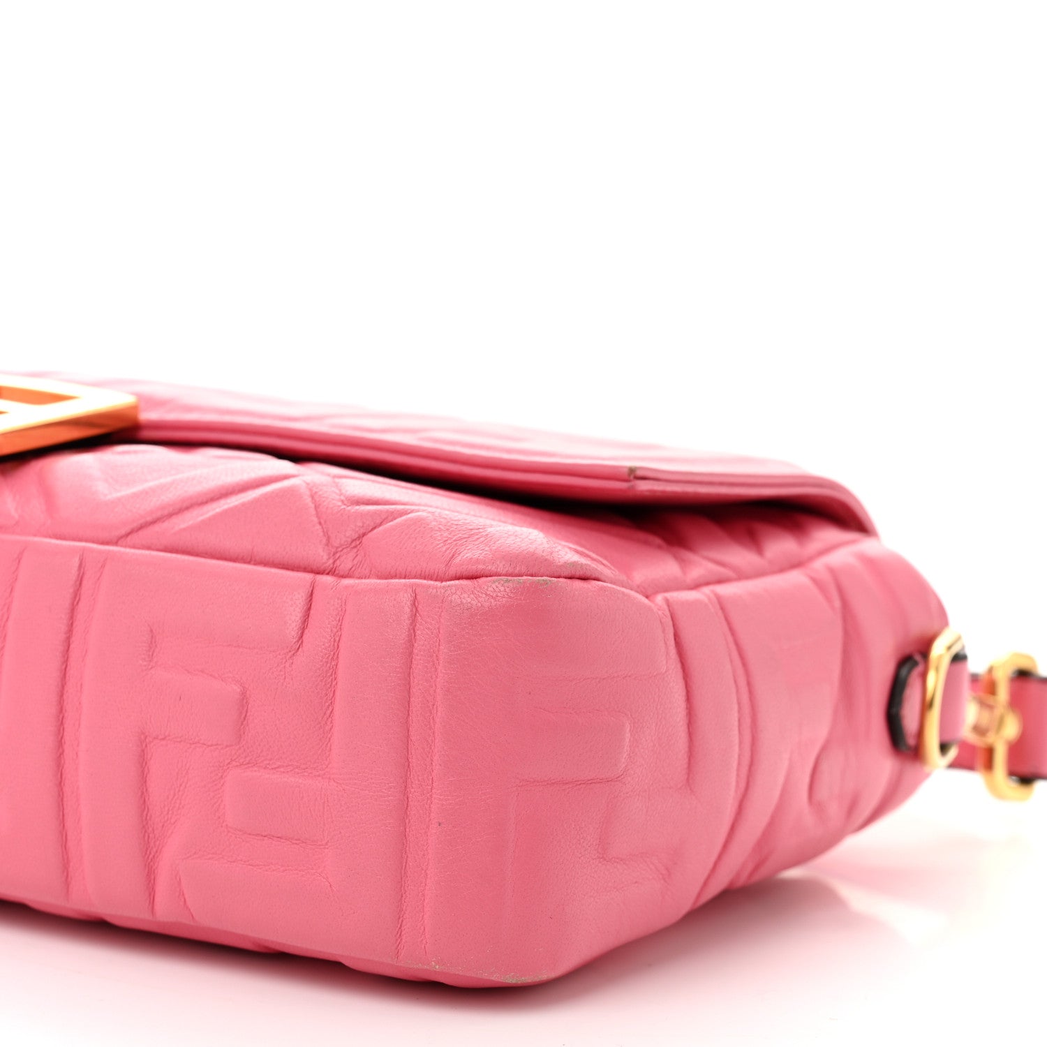 Fendi Nappa FF 1974 Embossed Baguette Rosa Fluo 10 of 12