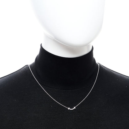 Tiffany 18K White Gold Diamond Mini T Smile Pendant Necklace 2 of 7
