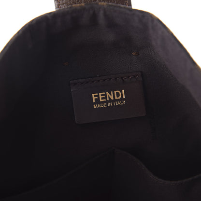 Fendi Zucca Vitello Artic Small Clasp Top Hobo Bag Tobacco Castagna 8 of 10