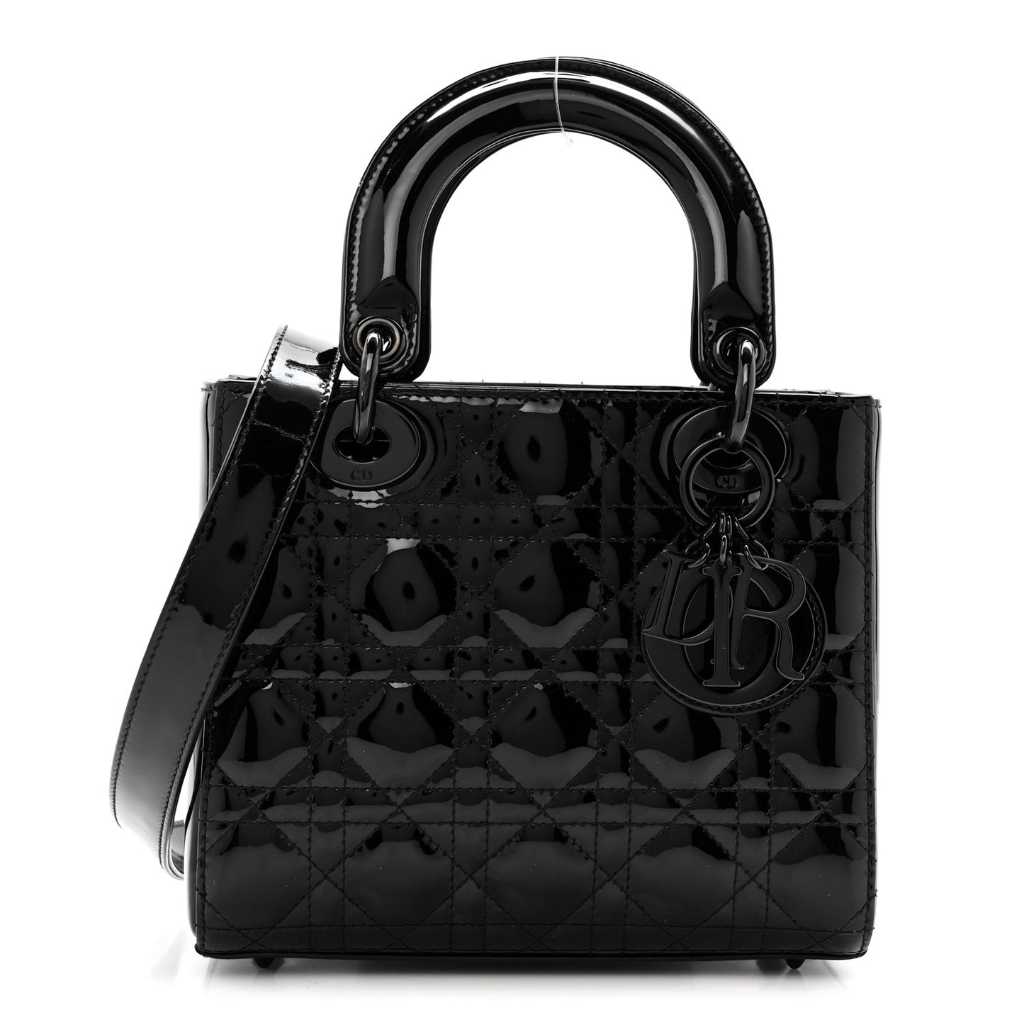 Ultraglossy Patent Cannage Small Lady Dior Black