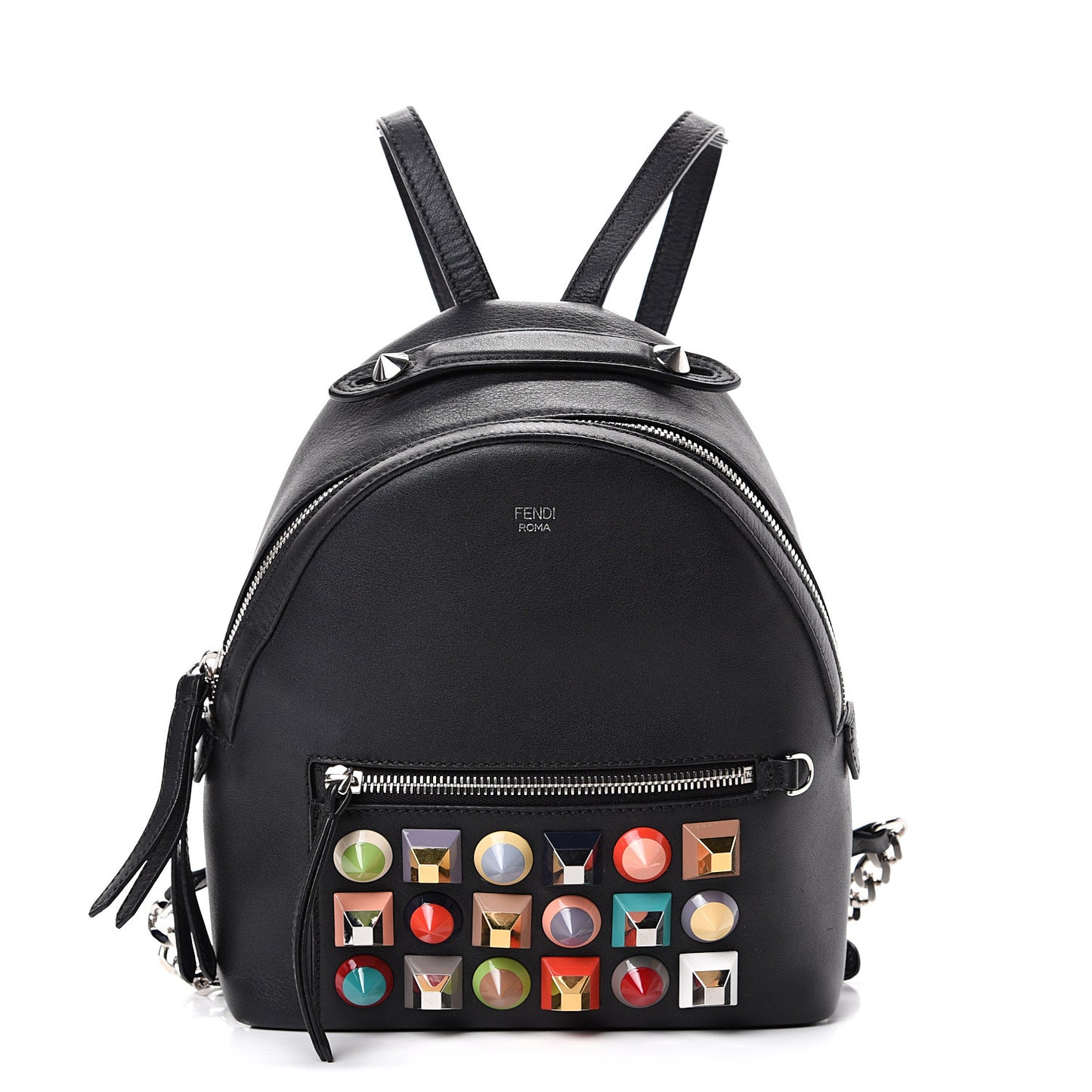 Vitello Dolce Studded Mini Backpack Black Multicolor