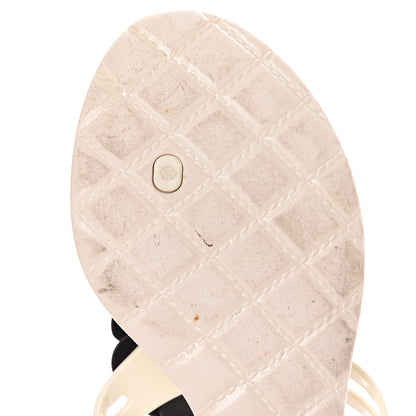 Chanel Jelly Camellia Thong Sandals 39 Ivory Black 8 of 15