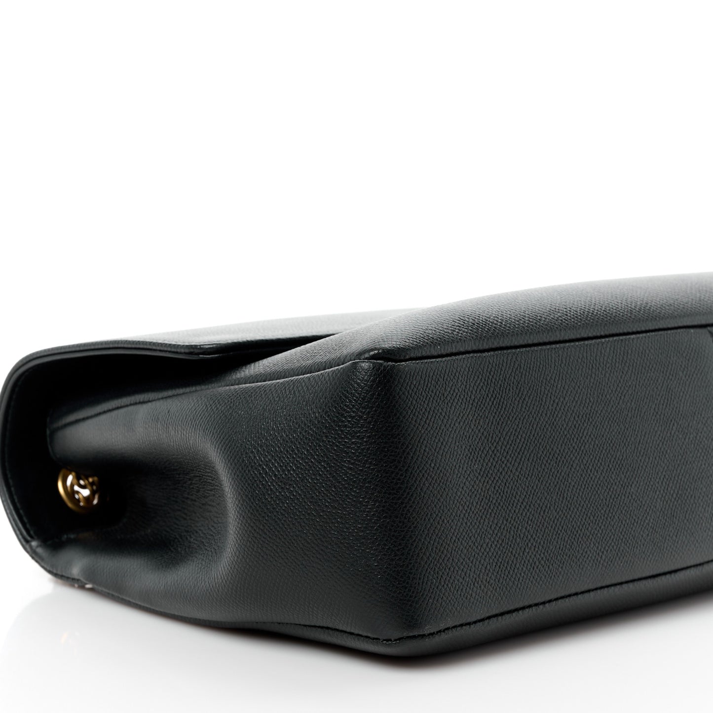 Grained Calfskin BB Round Shoulder Bag Black