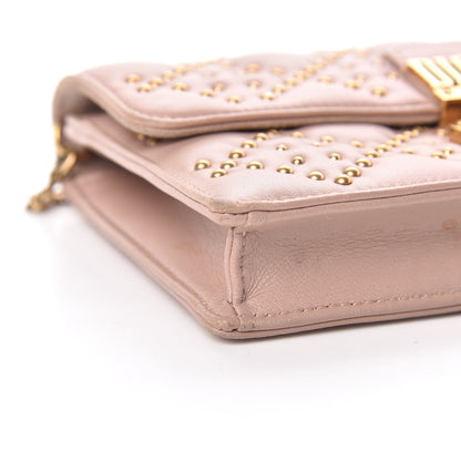 Christian Dior Lambskin Cannage Studded Dioraddict Wallet on Chain Clutch Nude 9 of 11