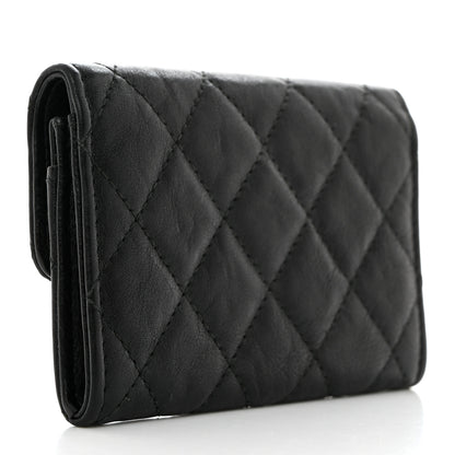 Chanel Crumpled Calfskin Quilted Flap Card Holder Wallet So Black 3 of 10