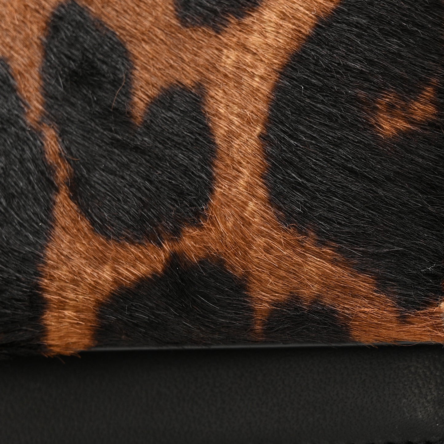 Pony Hair Leopard Print Classic Monogram Kate Tassel Chain Wallet Black