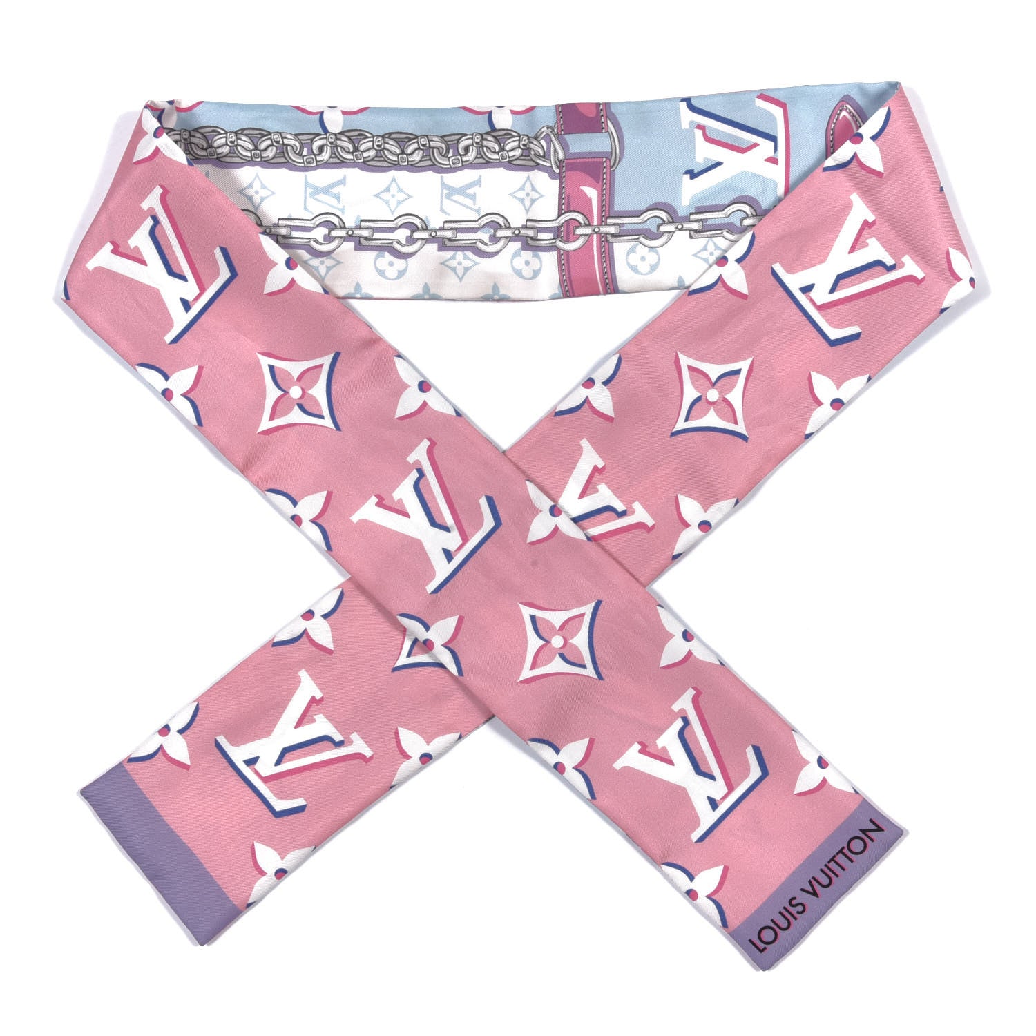Louis Vuitton Silk Monogram Escale Perfect Match Bandeau Bleu Rose 1 of 6