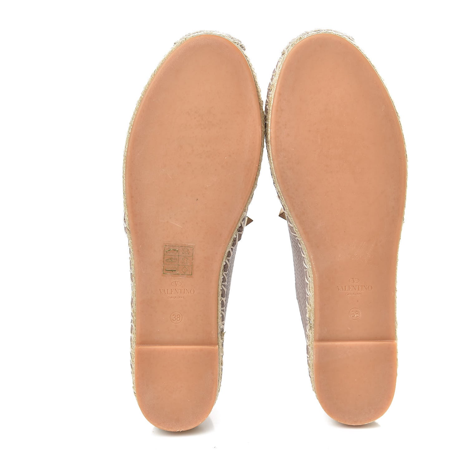 Valentino Garavani Pebbled Calfskin Rockstud Espadrilles 38 Poudre 5 of 8