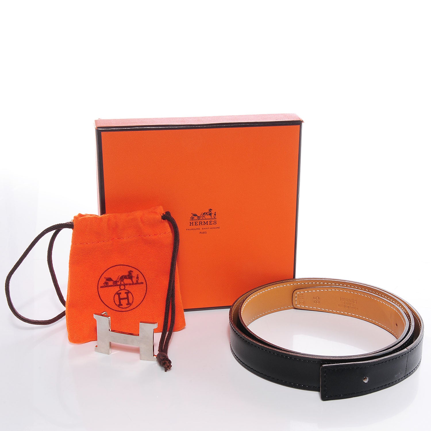 Hermes Box Reversible 24mm Constance H Belt Noir Natural 85 5 of 5